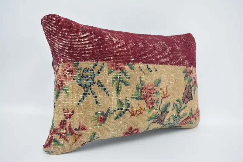 Antique Pillows, Kilim Pillow Cover, Oriental Pillow, Sofa Bolster Cushion, 16x24 Red Pillow Sham, Cushion Cover, Vintage Pillow - 3