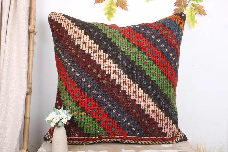 Kilim Pillow Cover, Handmade Cushion, Cushion Case, Throw Kilim Pillow, Kilim Pillow, Nomadic Pillow, 32x32 Red Pillow Sham, Art Deco Cushion - 2