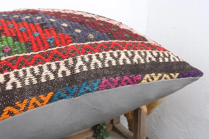 Kilim Pillow Cover, Handmade Cushion, Cushion Case, Throw Kilim Pillow, Kilim Pillow, Nomadic Pillow, 32x32 Red Pillow Sham, Art Deco Cushion - 6