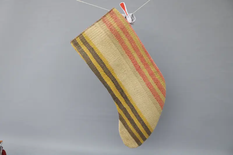 Brown & Beige Christmas Ornaments Stocking, Festive Holiday Decor