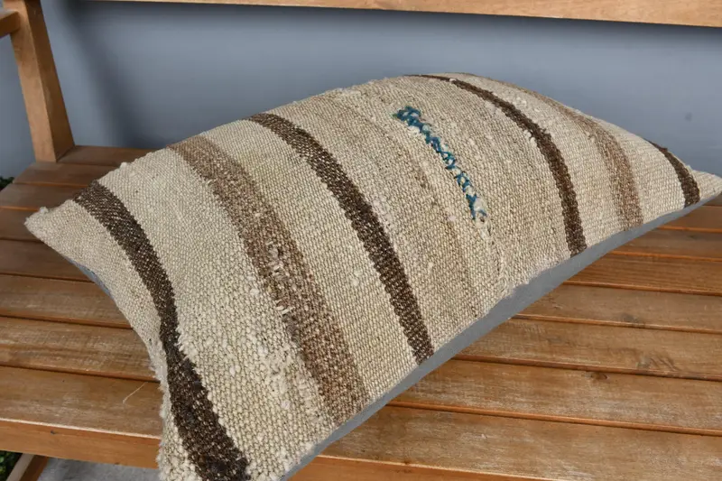 Kilim Cushion Sham, Home Decor Pillow, 16x24 Beige Cushion Cover, Throw Kilim Pillow, Vintage Kilim Pillow Cushion Case, Pillow Sham, Ottoman Pillow - 2