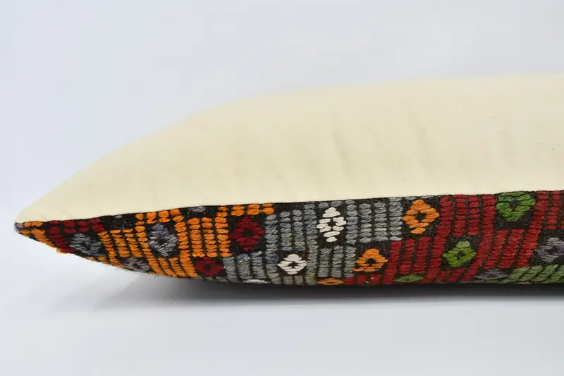 Kilim Rug Cushion, Boho Pillow, 16x48 Red Pillow Case, Pillow Cover, Shabby Chic Cushion Cover, Throw Kilim Pillow, Vintage Kilim Pillow - 6