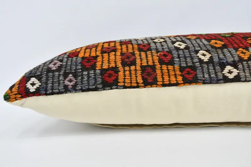 Kilim Rug Cushion, Boho Pillow, 16x48 Red Pillow Case, Pillow Cover, Shabby Chic Cushion Cover, Throw Kilim Pillow, Vintage Kilim Pillow - 5