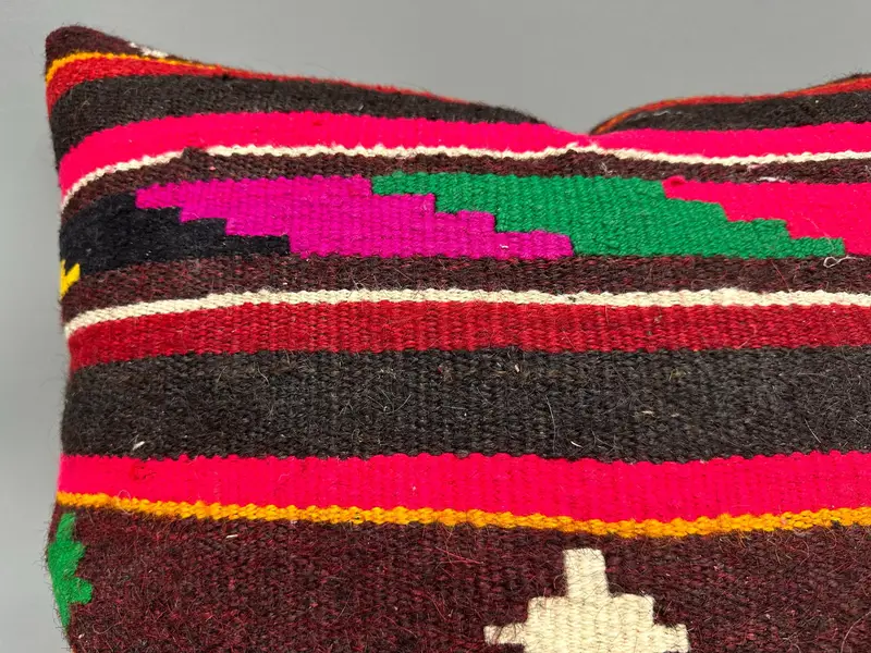 Neutral Throw Pillow, Anatolian Pillow Cover, Antique Pillows, 24x24 Red Pillow Cover, Cushion Cover, Pillow for Sofa, Throw Kilim Pillow - 5