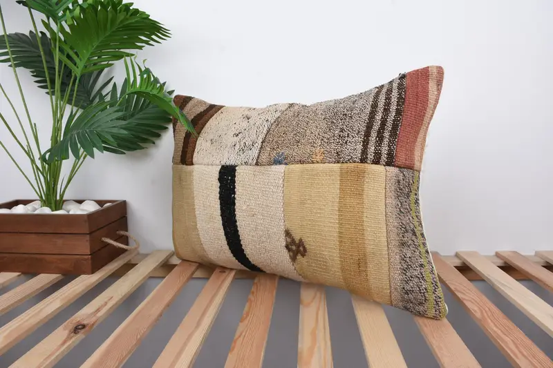 Antique Pillows, 16x24 Beige Pillow Case, Pillow Case, Patio Pillow Cover, Sofa Bolster Cushion Cover, Kilim Pillow, Home Decor Pillow - 5