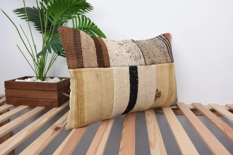 Antique Pillows, 16x24 Beige Pillow Case, Pillow Case, Patio Pillow Cover, Sofa Bolster Cushion Cover, Kilim Pillow, Home Decor Pillow - 4