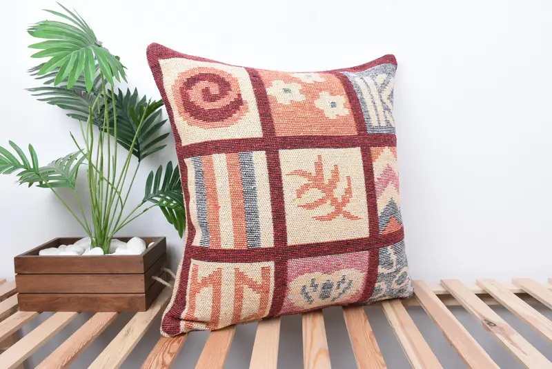 Outdoor Bolster Pillow Case, Home Decor Pillow, Cozy Throw Pillow Cover, 24x24 Orange Pillow Sham, Antique Pillows, Pillow Case, Turkish Pillow - 4