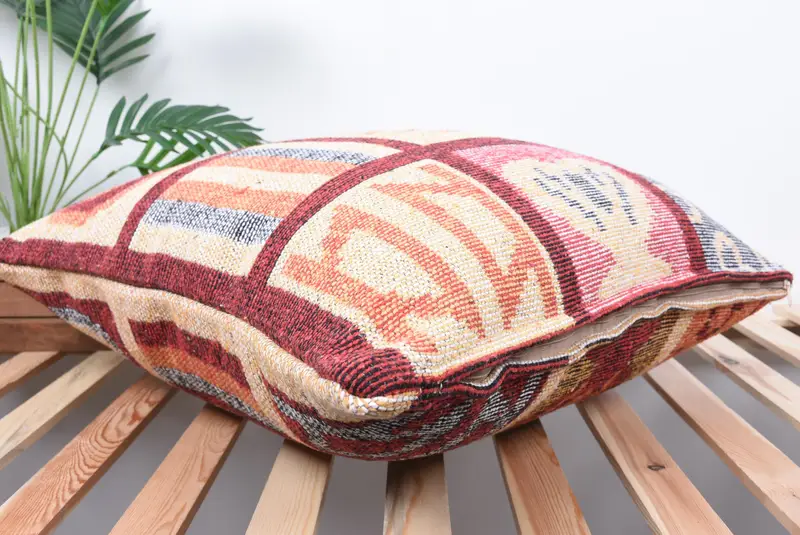 Outdoor Bolster Pillow Case, Home Decor Pillow, Cozy Throw Pillow Cover, 24x24 Orange Pillow Sham, Antique Pillows, Pillow Case, Turkish Pillow - 6