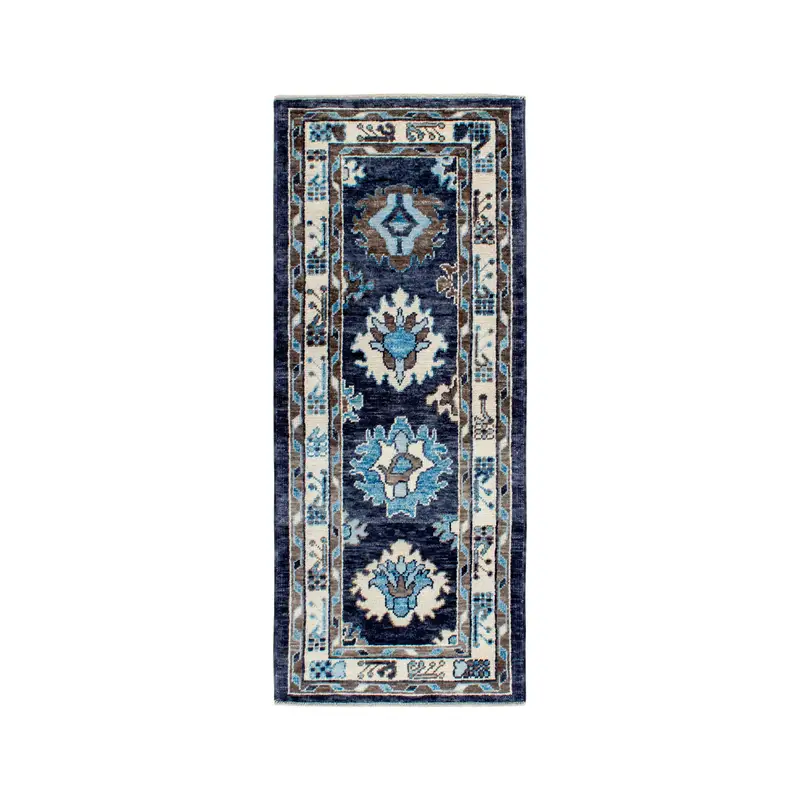 Türkischer 2,8x6,9 ft Teppich, Akzent Vintage Teppich, Blau Weiß Teppich - 1