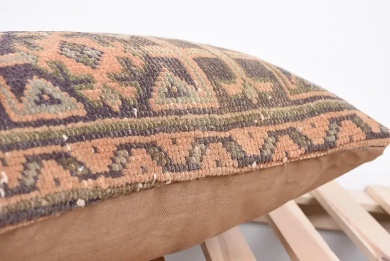 Throw Kilim Pillow, Vintage Kilim Pillow, Cushion, Office Chair Cushion Case, Cozy Throw Pillow Sham, 12x24 Orange Pillow Case, Pillow for Couch - 7