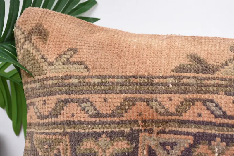 Throw Kilim Pillow, Vintage Kilim Pillow, Cushion, Office Chair Cushion Case, Cozy Throw Pillow Sham, 12x24 Orange Pillow Case, Pillow for Couch - 2