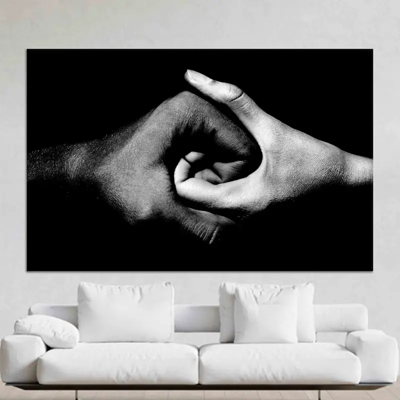 Motivational Black and White Hand Canvas Print for Office