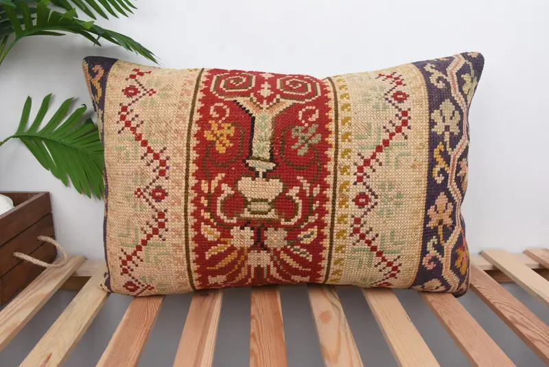 Rotes Southwestern besticktes Wurfkissen, 16x24 handgemachtes Kissen