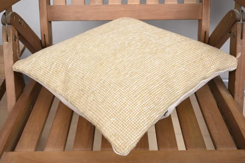 Vintage Kilim Pillow, Ethnical Kilim Rug Pillow, Boho Pillow, Cushion Case, Office Chair Cushion Cover, 14x14 Beige Pillow Case - 4