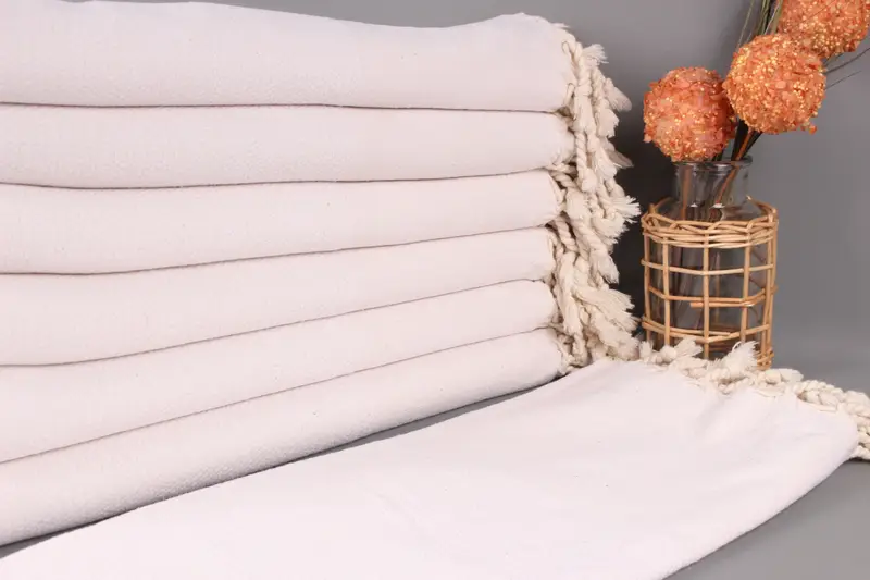 Monogrammed Beach Towel Turkish Cotton Geometric Beige, 32x71 Inches