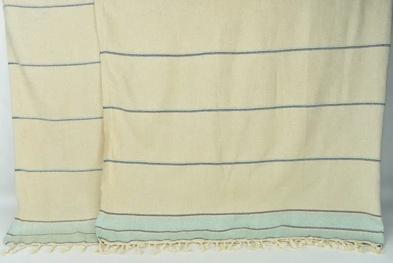 Bohemian Bedspread, Boho Throw Blankets, Turkish Bedspread, Large Beach Towel Personalized, 104x96 Cotton Striped Towel, Tablecloth, Turkish Blanket - 7