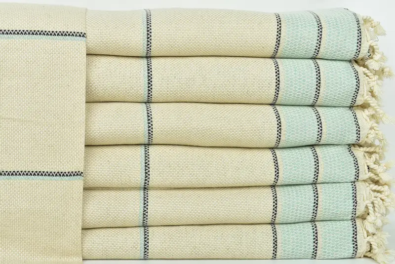 Bohemian Bedspread, Boho Throw Blankets, Turkish Bedspread, Large Beach Towel Personalized, 104x96 Cotton Striped Towel, Tablecloth, Turkish Blanket - 1