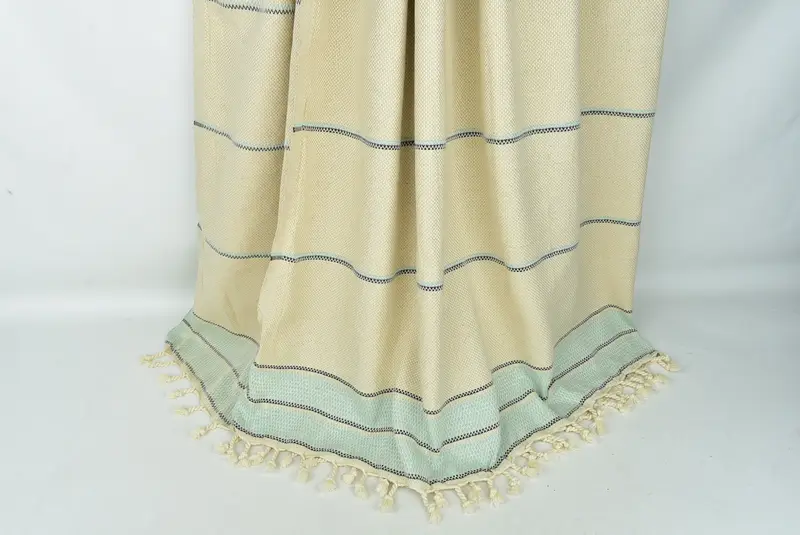Bohemian Bedspread, Boho Throw Blankets, Turkish Bedspread, Large Beach Towel Personalized, 104x96 Cotton Striped Towel, Tablecloth, Turkish Blanket - 8