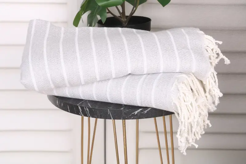 Personalized Gift, Employee Gifts, Personalized Gifts, Luxury Turkish beach towel with fringe, Wedding Gift, Gym Towel, 70x40 Cotton Striped Towel - 3