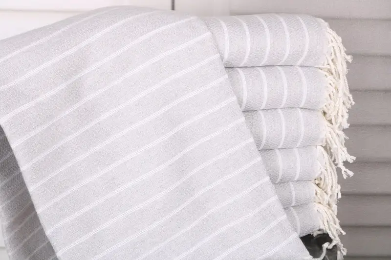 Personalized Gift, Employee Gifts, Personalized Gifts, Luxury Turkish beach towel with fringe, Wedding Gift, Gym Towel, 70x40 Cotton Striped Towel - 1