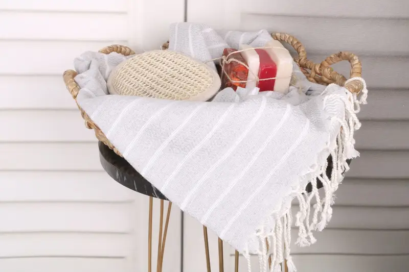 Personalized Gift, Employee Gifts, Personalized Gifts, Luxury Turkish beach towel with fringe, Wedding Gift, Gym Towel, 70x40 Cotton Striped Towel - 2