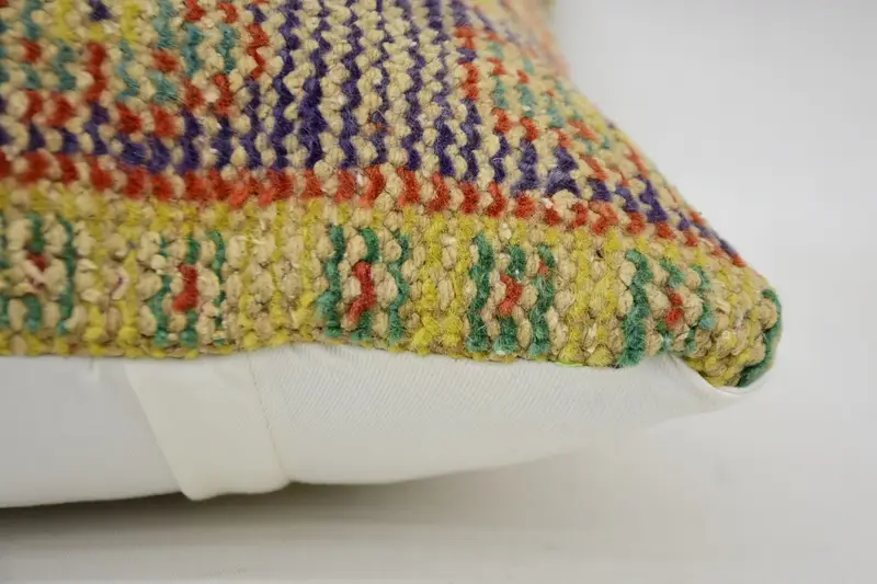 Throw Kilim Pillow, 16x16 Yellow Pillow Sham, Kilim Pillow, Outdoor Cushion, Antique Pillows, Square Throw Cushion Case, Muted Pillow Sham, Cushion - 5