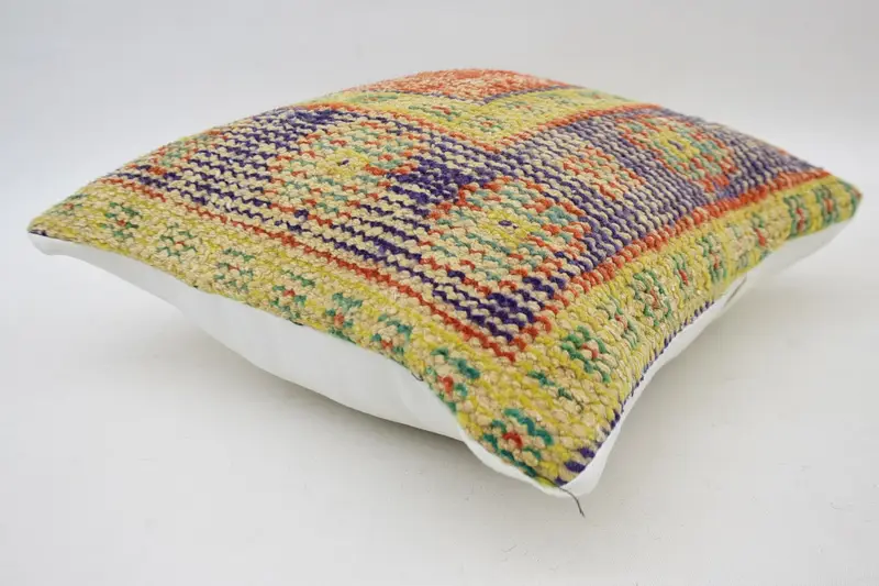 Throw Kilim Pillow, 16x16 Yellow Pillow Sham, Kilim Pillow, Outdoor Cushion, Antique Pillows, Square Throw Cushion Case, Muted Pillow Sham, Cushion - 6