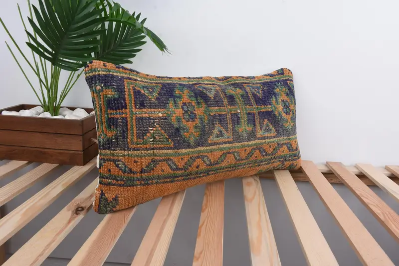 Cushion Cover, Turkish Pillow, Outdoor Bolster Pillow Cover, Gift Pillow, Armchair Pillow Sham, Vintage Kilim Throw Pillow, 12x24 Purple Cushion - 4