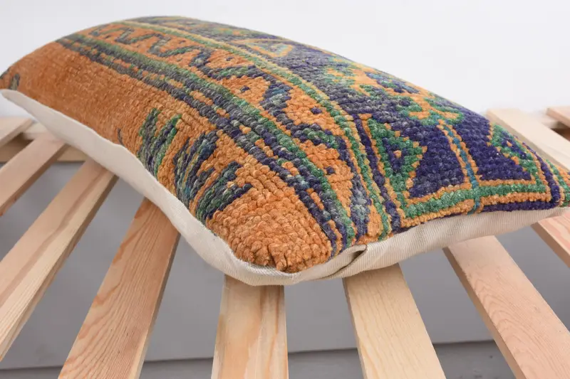 Cushion Cover, Turkish Pillow, Outdoor Bolster Pillow Cover, Gift Pillow, Armchair Pillow Sham, Vintage Kilim Throw Pillow, 12x24 Purple Cushion - 6