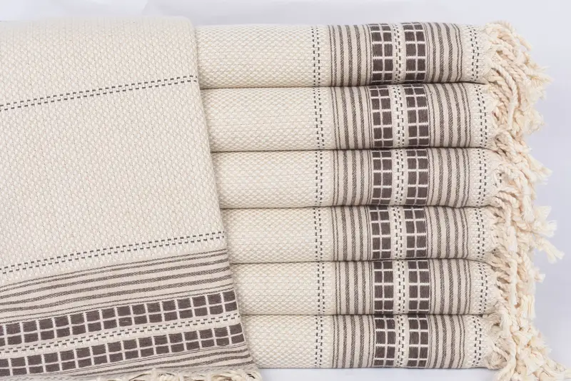 Personalized Beach Towel, Turkish Cotton, Brown Stripes, 67x40 Inches