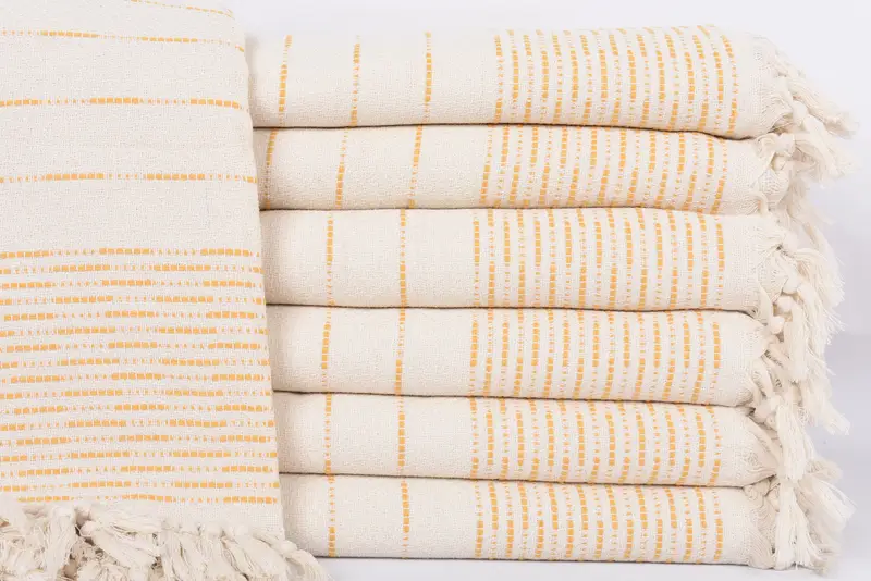 Custom Wedding Gifts, Turkish Blanket Throw, 98x92 Cotton Striped Design Towel, Woven Throw Blanket, Throw Blanket Couch, Christmas Gift - 1
