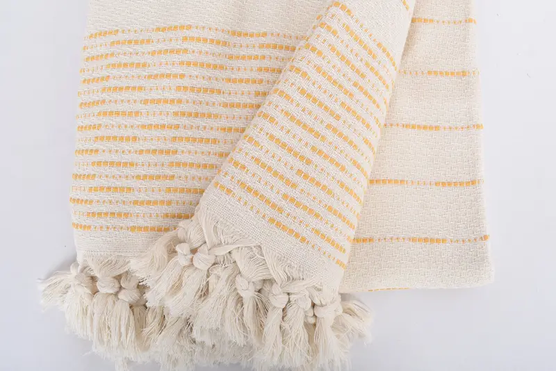 Custom Wedding Gifts, Turkish Blanket Throw, 98x92 Cotton Striped Design Towel, Woven Throw Blanket, Throw Blanket Couch, Christmas Gift - 8
