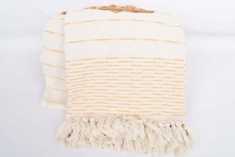 Custom Wedding Gifts, Turkish Blanket Throw, 98x92 Cotton Striped Design Towel, Woven Throw Blanket, Throw Blanket Couch, Christmas Gift - 5