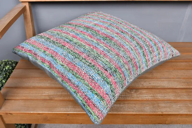 20x20 Blue Cushion, Retro Throw Pillow Sham, Boho Pillow Sham Cover, Pillow Sham, Ethnical Kilim Rug Pillow, Turkish Pillow - 2