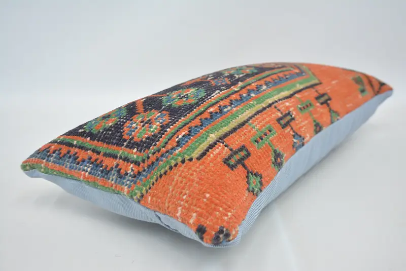 Turkish Pillow, Vintage Kilim Throw Pillow, Cushion Cover, Turkish Corner Pillow Case, 12x24 Red Cushion Cover, Boho Pillow, Outdoor Bolster Pillow - 6