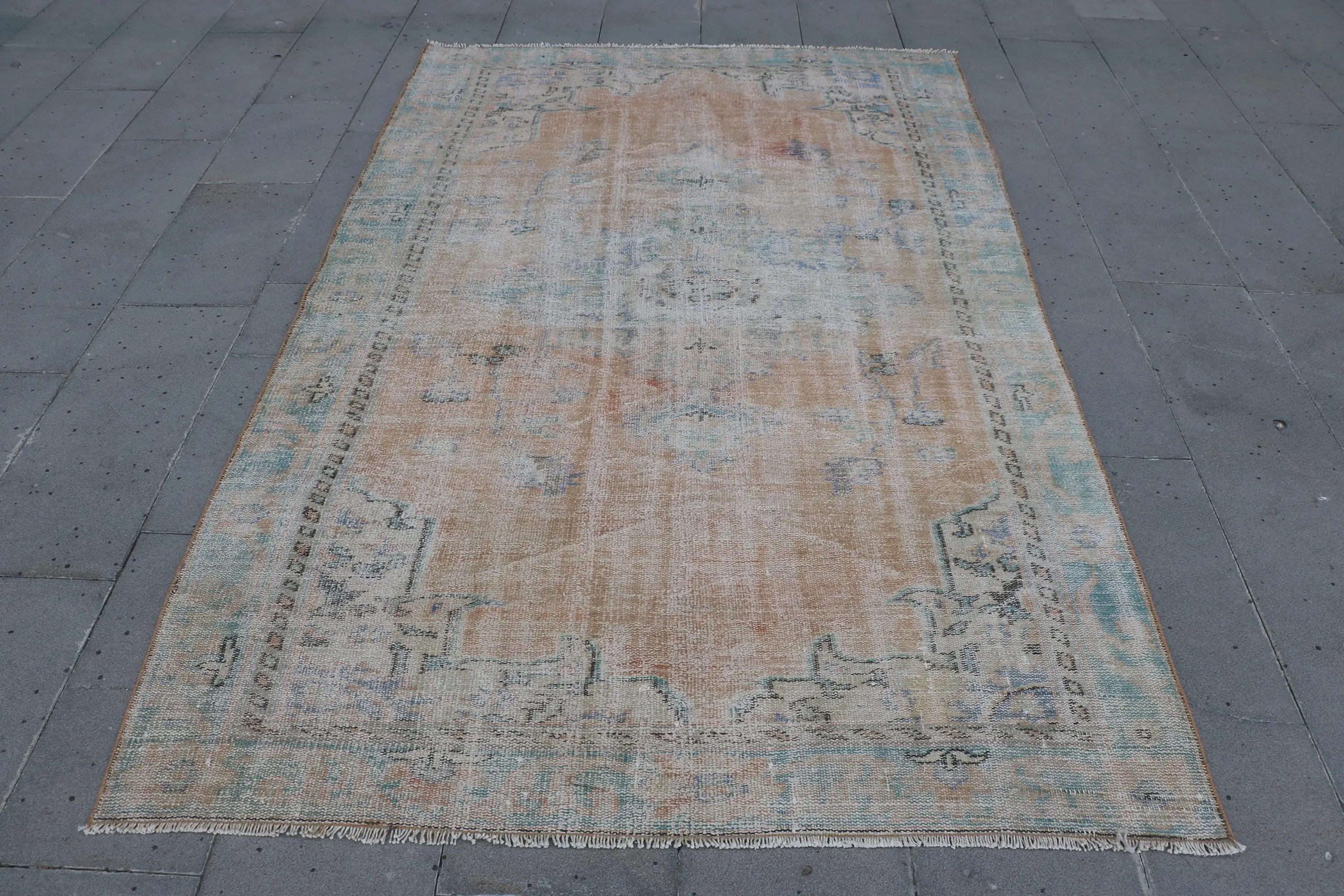 5x8 ft Rug, Vintage Turkish Rug, Brown Wool Rug - 1