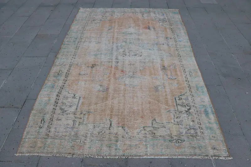 Canlı 5x8 ft Halı, Çiçek ve Paisley Turuncu ve Yeşil