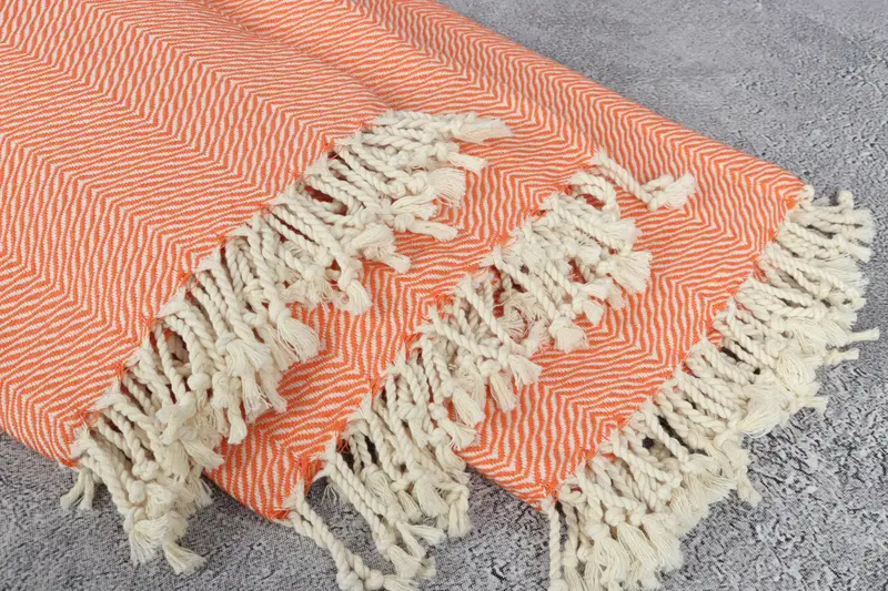 Birthday Gift, Embroidered Towel, Wedding Gift, Fringed Turkish peshtemal beach towel USA, Gift For Her, Spa Towel, 70x40 Cotton Chevron Towel - 5