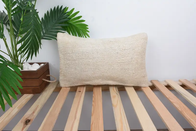 Turkish Pillow, Pillow for Sofa, Decorative Throw Pillow Cover, Couch Cushion, 12x20 White Cushion Case, Cushion Case, Throw Kilim Pillow - 1