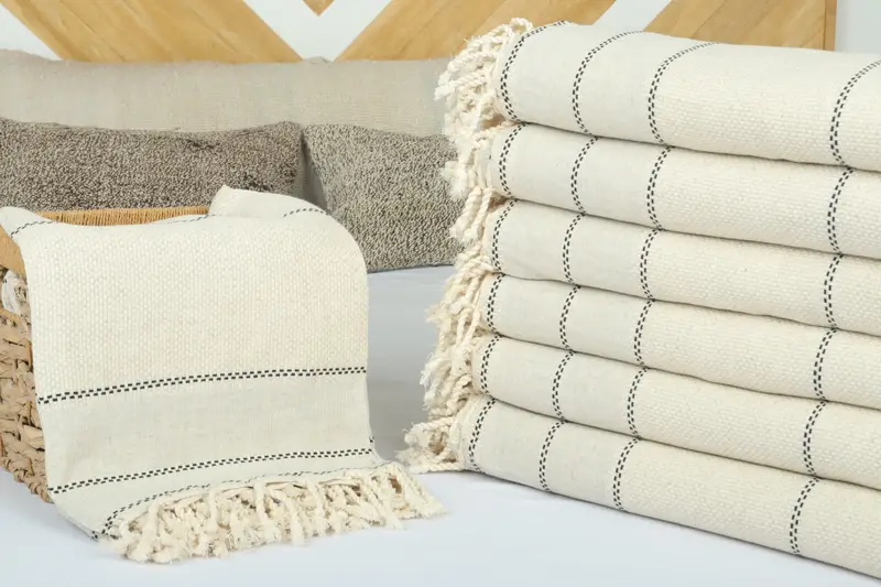 104x96 Linen Striped Towel, Turkish Blanket, Gift For Boyfriend, Turkish Tablecloth, Tablecloth, Best Friend Wedding Gift, Monogram Blanket - 4