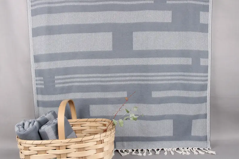 Personalized Dark Gray Chevron Bath Towel, Beige, 38x67 Inches