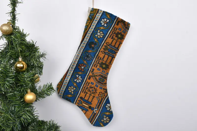 Patrón de adornos navideños, calcetín navideño de 7 pulgadas de ancho