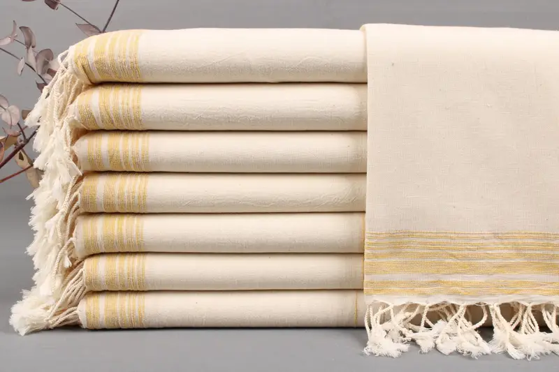 Turkish Bath Towel Striped Beige, 36x67 Inches