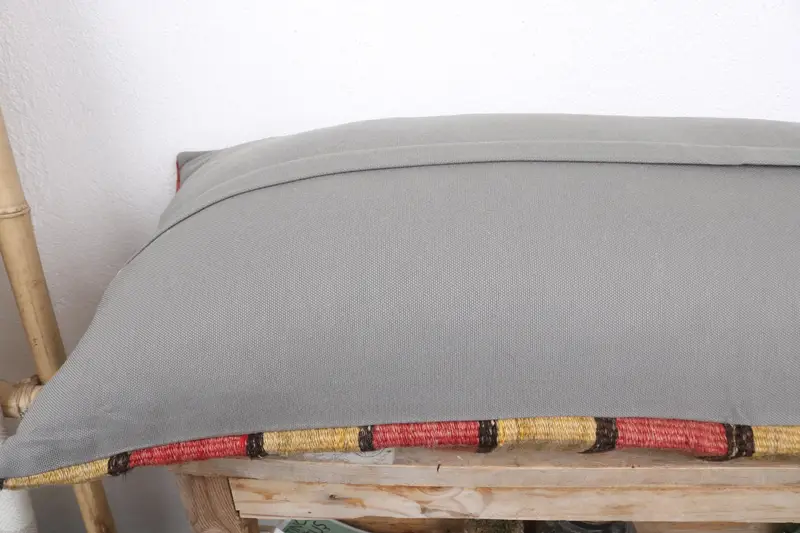 Kilim Cushion Sham, Pillow, 16x36 Red Cushion, Vintage Kilim Throw Pillow, Knitted Cushion, Meditation Cushion, Ethnical Kilim Rug Pillow - 7
