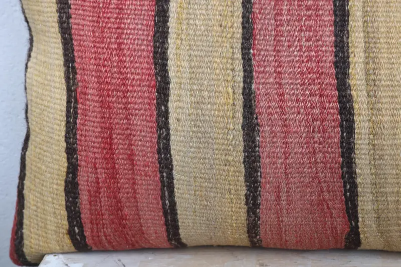 Kilim Cushion Sham, Pillow, 16x36 Red Cushion, Vintage Kilim Throw Pillow, Knitted Cushion, Meditation Cushion, Ethnical Kilim Rug Pillow - 3
