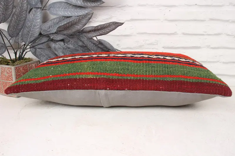 Hippie Throw Pillow Case, Antique Pillows, Cushion Case, Turkish Pillow, Natural Pillow, Throw Kilim Pillow, 12x24 Red Pillow Case - 5