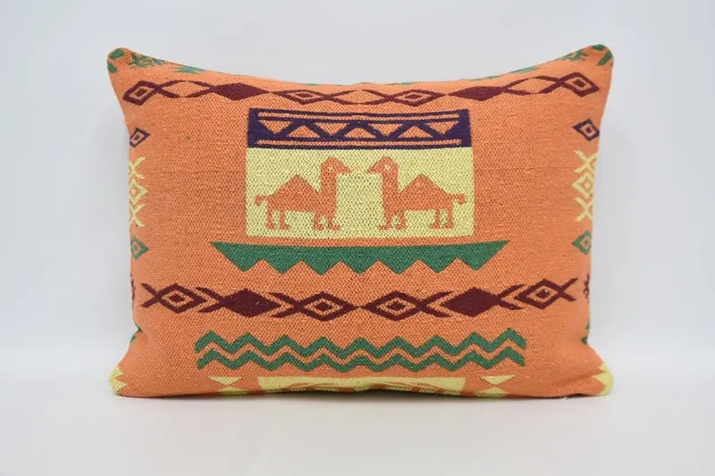 Turkish Moroccan Yellow Pillow, Geometric Wool Home Decor Gift for Him Pillowcase - 1