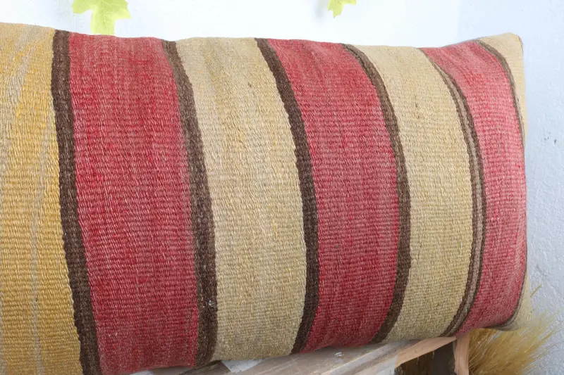 Home Decor Pillow, Boho Chic Pillow, Cushion Cover, Vintage Kilim Throw Pillow, Turkish Pillow, 16x36 Beige Pillow Sham - 5