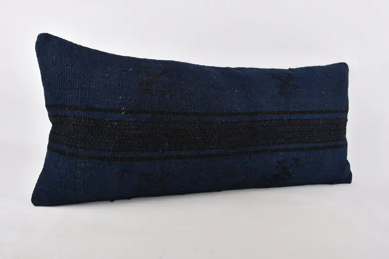 16x36 Blue Cushion, Aesthetic Pillow Cover, Office Chair Cushion, Cushion, Turkish Pillow, Kilim Pillow Cover, Gift Pillow, Boho Chic Cushion - 2