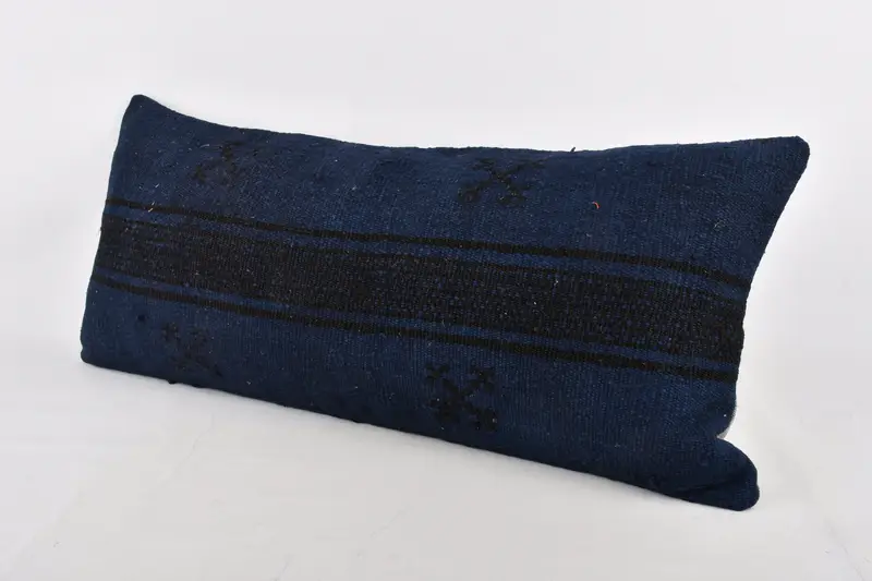 16x36 Blue Cushion, Aesthetic Pillow Cover, Office Chair Cushion, Cushion, Turkish Pillow, Kilim Pillow Cover, Gift Pillow, Boho Chic Cushion - 3